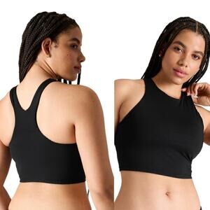 Athleta Conscious Longline Crop Swimsuit Bikini Tank Top Size Medium Black